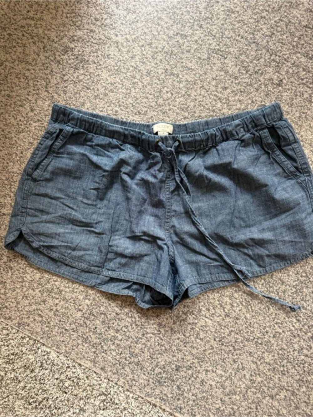Chambray Drawstring Athletic Shorts - Blue